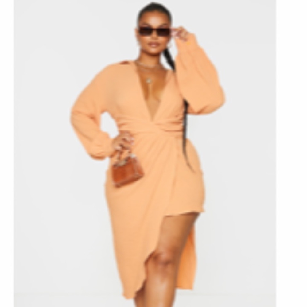 Pretty Little Thing Plus Sized Orange Dress